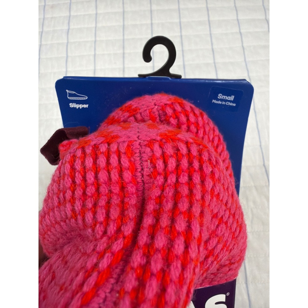 Bombas Gripper Slipper Pink Fair Isle Merino Wool Blend Knit House Shoes Small - Picture 2 of 7